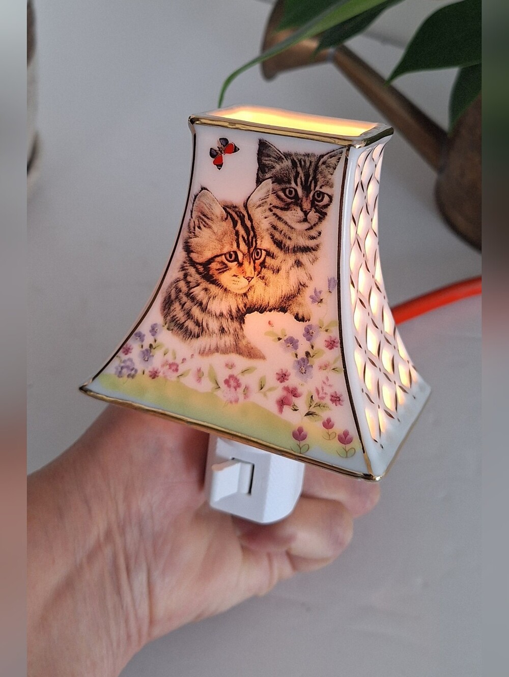 Wall nightlight with a cat